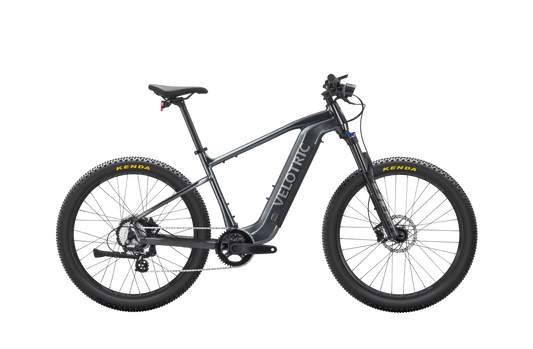 Velotric Summit 1 electric mountain bike in Space Black, side view, isolated on white background