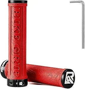 Red RockBros eBike grips with textured surface, shown in a close-up product image.