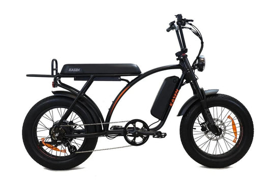 Black Kasen Kabbit Classic eBike packaged inside a cardboard shipping box, product image showing the bike in its box.
