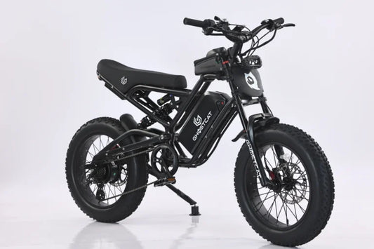 Black electric eBike Ghostcat F3.3, side view, against a dark background