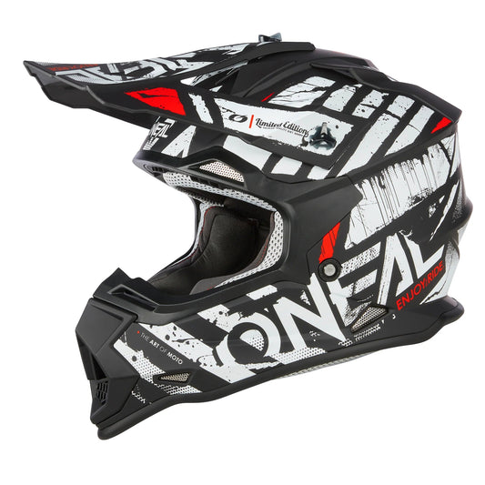 O'Neal 2 SRS eMOTO Helmet in XL Adult size, Glitch Black/White design, product image showing black helmet with white glitch pattern.