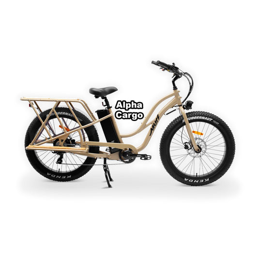 eBike Murf Alpha Cargo in sand color packaged inside a shipping box