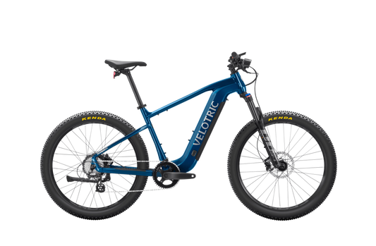 Royal blue Velotric Summit 1 eBike side view against a white background