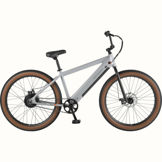 Retrospec Joe Rev BMX eBike in matte feather gray, side view, against a white background