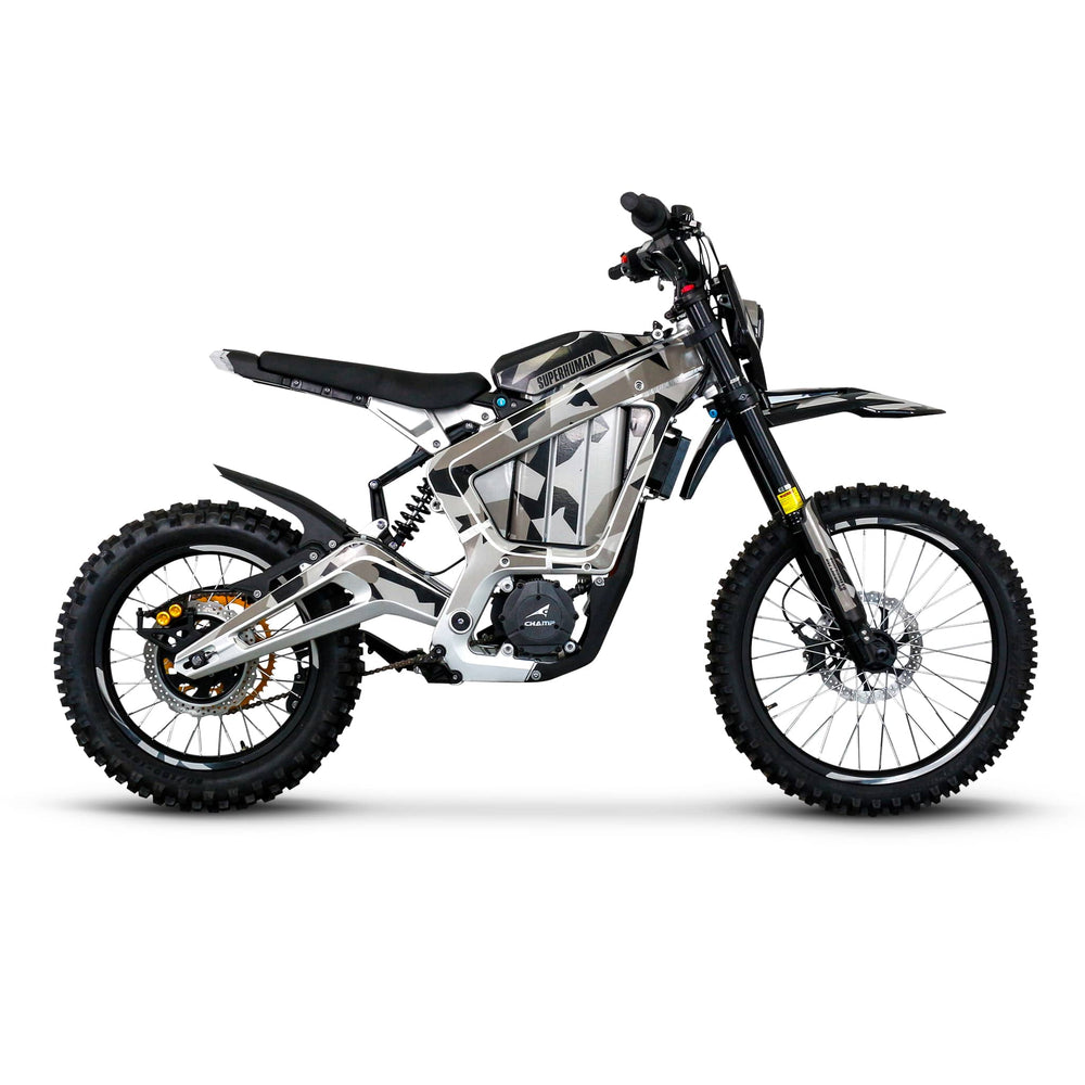 Superhuman Champ Pro M electric dirt bike in Silver