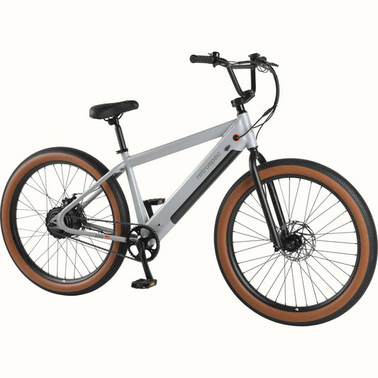 Retrospec Joe Rev BMX eBike in matte feather gray, side view, against a plain background