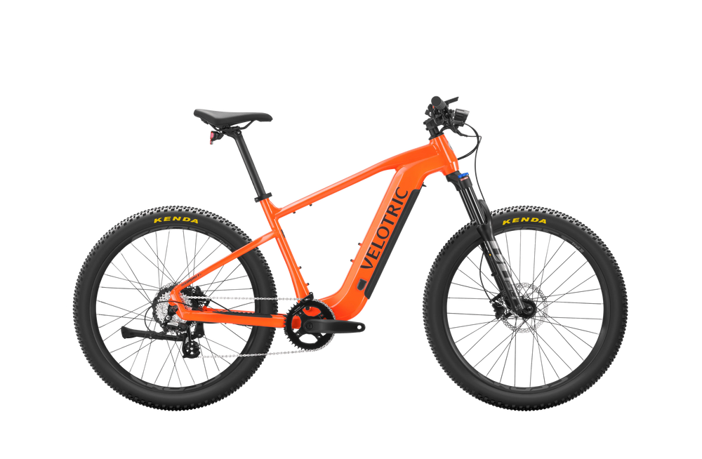 eBike Velotric Summit 1 in Sunrise Orange, side view, against a white background