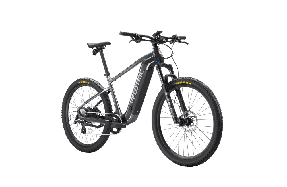Velotric Summit 1 electric mountain bike in Space Black, side view, isolated on white background