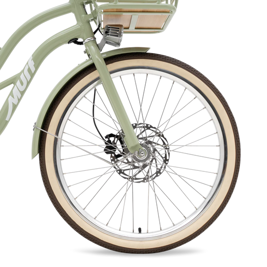 Side view of the Murf Gigi 2.0 eBike in matte black, showing its step-through frame, wide tires, and rear cargo rack against a plain background.