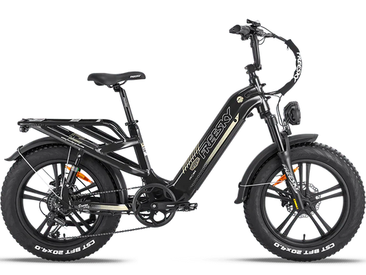 Black Freesky Rocky Pro A-320 electric bike, side view, against a white background