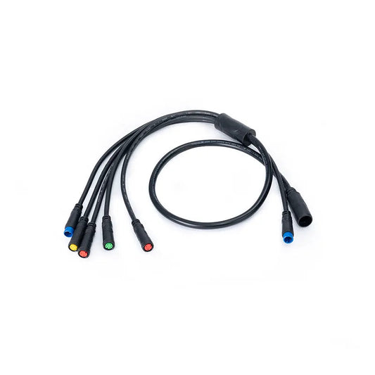 eBike wiring harness for Macfox M16, showing multiple colored wires and connectors arranged for assembly