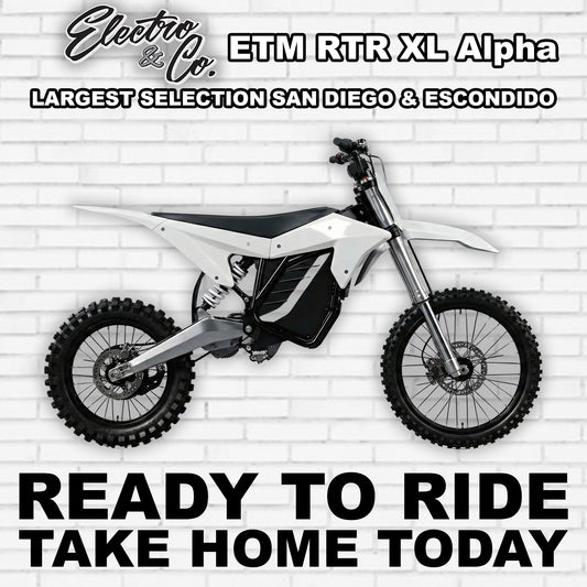 White eMOTO Electro & Co RTR XL Alpha electric bike, side view, against a plain background