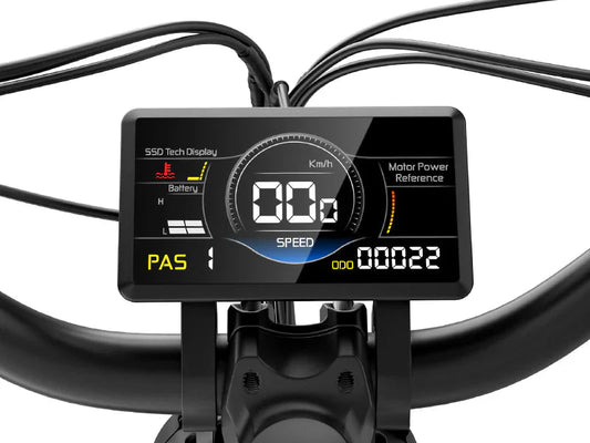 Side view of the Freesky Wild Cat Ultra A-340 electric mountain bike in black, showing its fat tires, front suspension fork, and battery integrated into the frame.