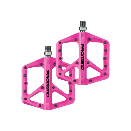 Pink nylon eBike pedals with textured surface, shown in a product image on a white background.