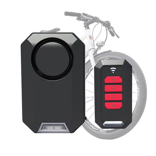 A wireless, rechargeable eBike motion alarm device shown on a white background.