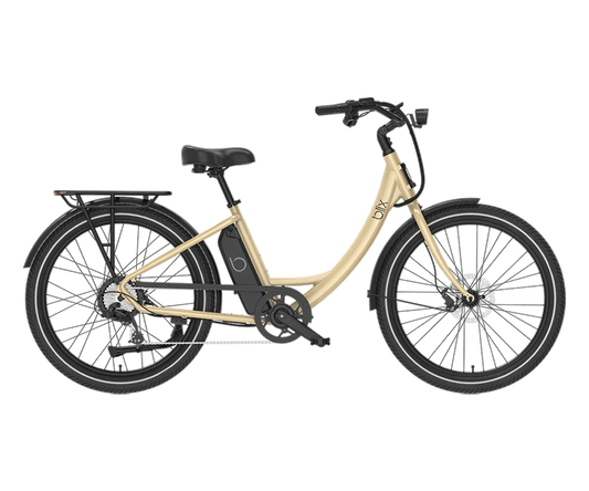 Blix Sol X electric beach cruiser eBike in cream color, step-over frame, 750W motor, commuter style, product image
