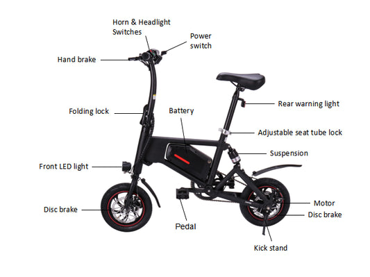 A black and silver Ampira X5 eBike parked on a paved path, featuring a sturdy frame, front suspension, and a rear cargo rack, with trees and greenery in the background.
