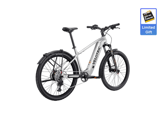 Velotric Summit 2 eBike in Glacial Silver, side view, showcasing frame design and components
