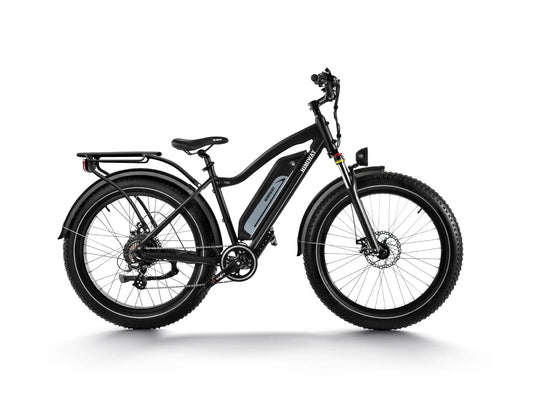 Black Himiway C3 Cruiser Step Over eBike, side view, against a white background