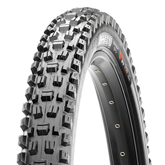 Maxxis Assegai 29x2.50 e-bike tire, side view showing tread pattern