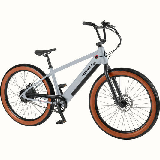 Retrospec Joe Rev 2 BMX eBike in matte feather gray, side view, against a plain background