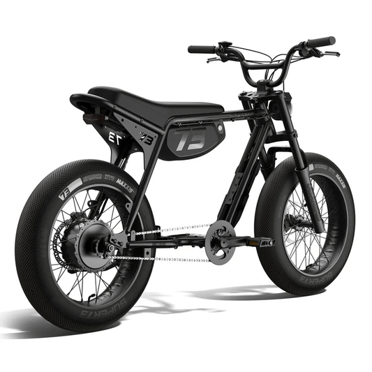Black Super73 ZX SE electric bike, side view, against a plain background.
