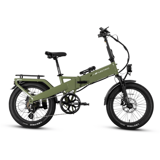 Lectric XP4 in Pine Green, side view, in store and ready to ride at eBike Super Shop San Diego