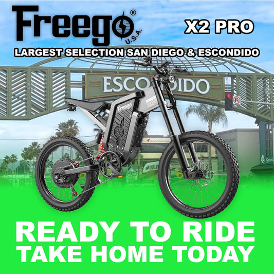 eMOTO Freego X2 Pro electric scooter in dark gray, side view, ready to ride
