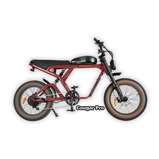 eMOTO eBike Revi Cougar Pro in red, shown in its box