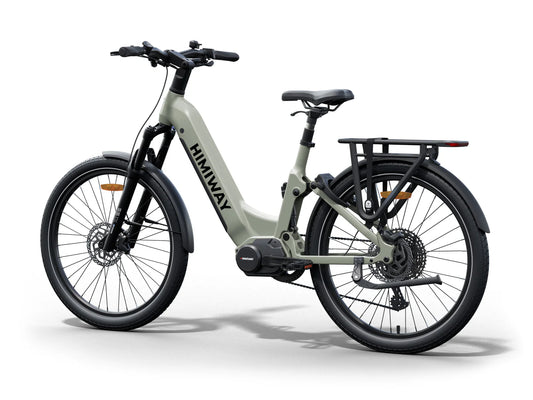 Light gray Himiway A7 Pro electric bike, side view, showcasing frame design and components.