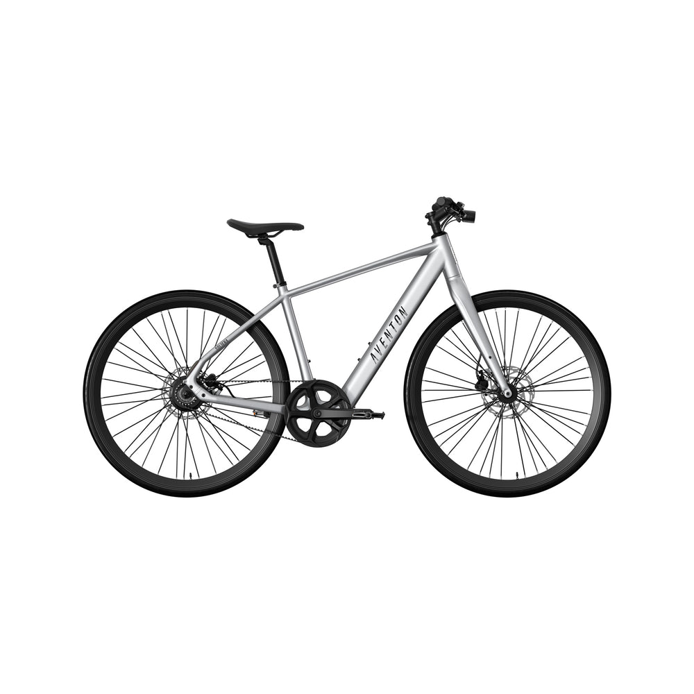 Aventon Soltera 3 ADV electric bike in Sterling color, side view, displayed against a white background