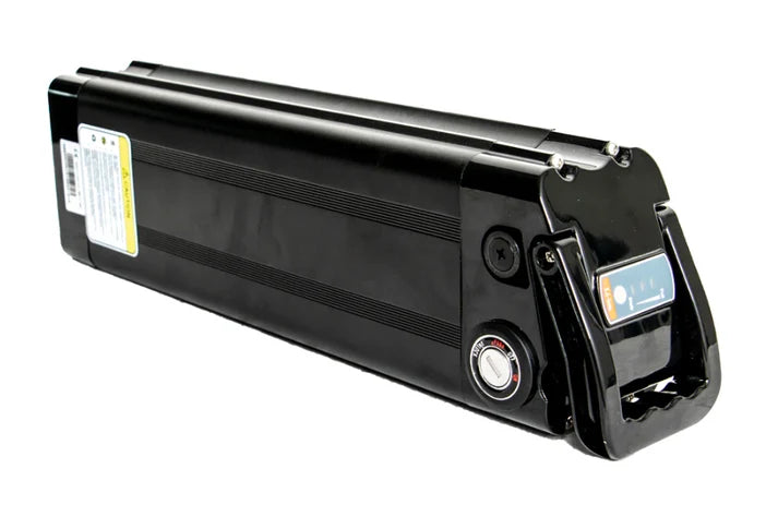48V 15AH Silverfish battery, rectangular silver casing with black end caps, product displayed on a white background