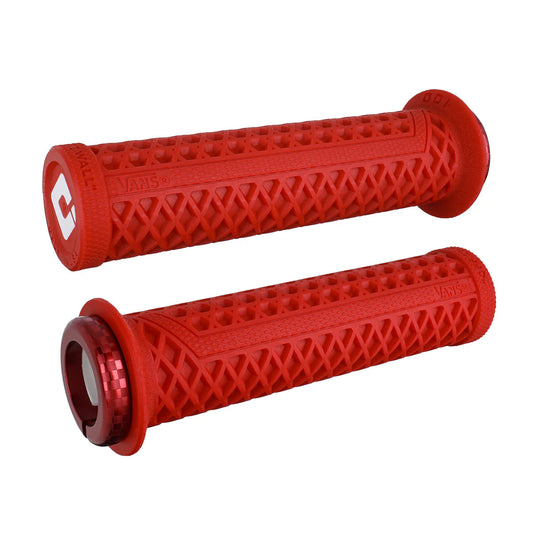 Red eBike grips with Vans waffle pattern and lock-on design, product image showing one red grip