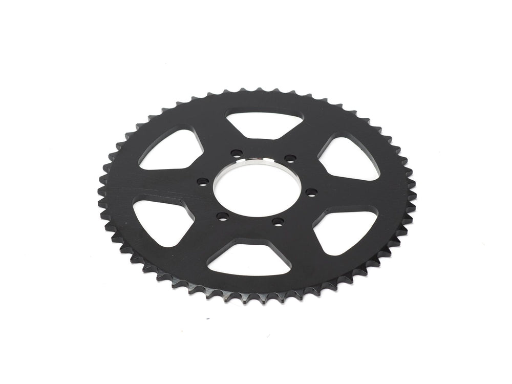 Close-up view of a dragster rear sprocket, showing detailed teeth and mounting holes, designed for high-performance racing applications.