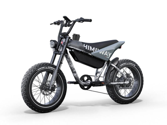 Himiway C5 Ultra electric motorcycle in Ink Gray color, side view, studio background