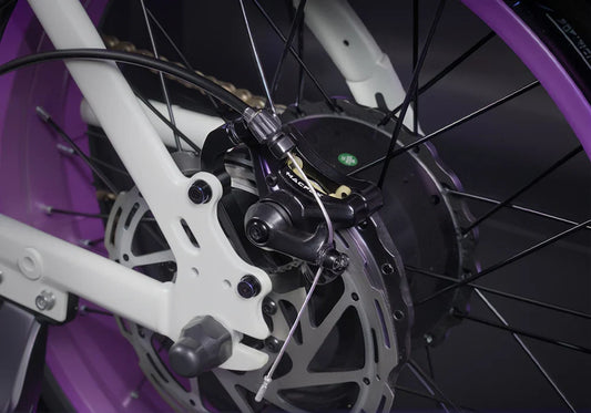 Side view of the Macfox X1S eBike in collaboration with Bs.zay, showcasing its sleek black frame, thick tires, and modern design against a neutral background.