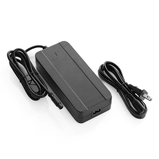 Super73 eBike charger, 54.6V 3A, black rectangular unit with attached power cord and plug, shown on a white background