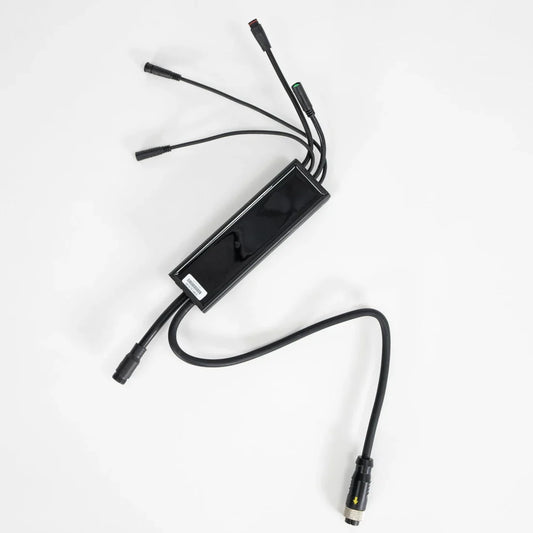 Front view of an eBike controller designed for Super73 S2, S2 SE, and S ADV models, showing wiring harness and connectors on a white background.