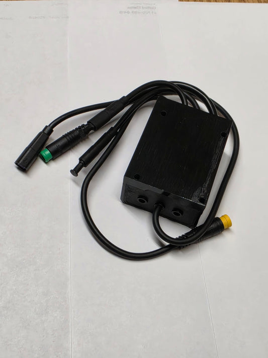 Super73 DCDC Converter Version 2 for eBike, black rectangular electronic device with wiring connectors, shown on a white background