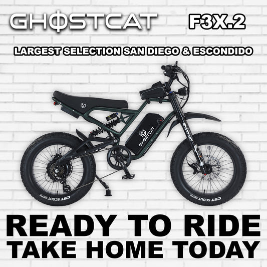 Army green eBike Ghostcat F3X.2, side view, product image, model R2R