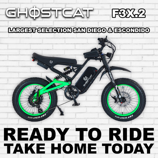 eBike Ghostcat F3X.2 in neon green, side view, product image
