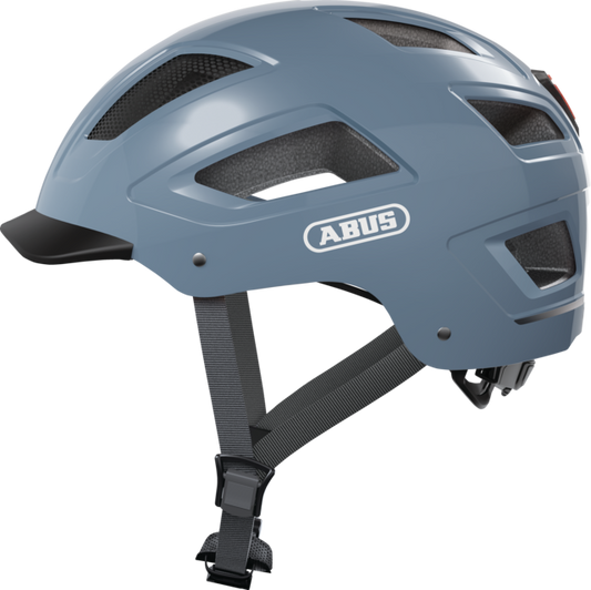 Abus Hyban 2.0 eBike helmet in medium size, blue color, displayed in-store