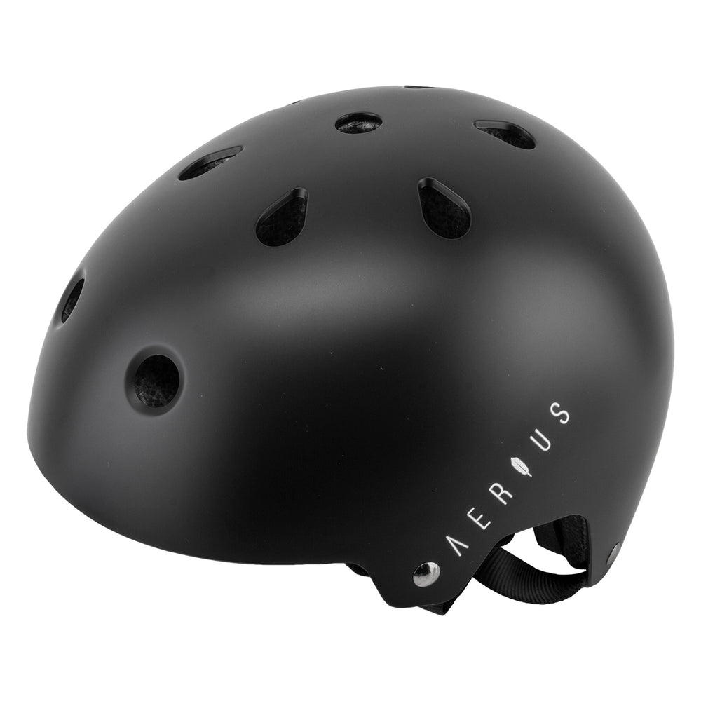 Matte black eBike helmet Aerius accessory, side view, on white background