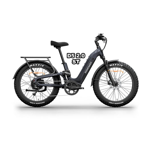 Himiway D5 2.0 ST eBike in Space Grey, shown in its box with packaging materials.