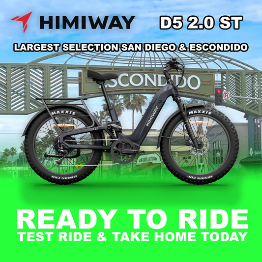 Himiway D5 2.0 ST eBike in Space Grey, side view, ready to ride, against a plain background