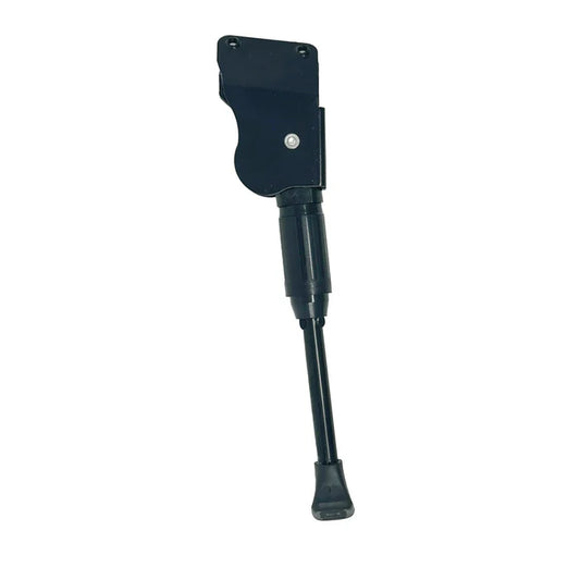 Black metal kickstand for Super73 Z1 and S1 eBikes, shown in a side view against a white background.