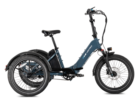 Lectric XP Trike2 electric tricycle in Dusk Blue, right side view