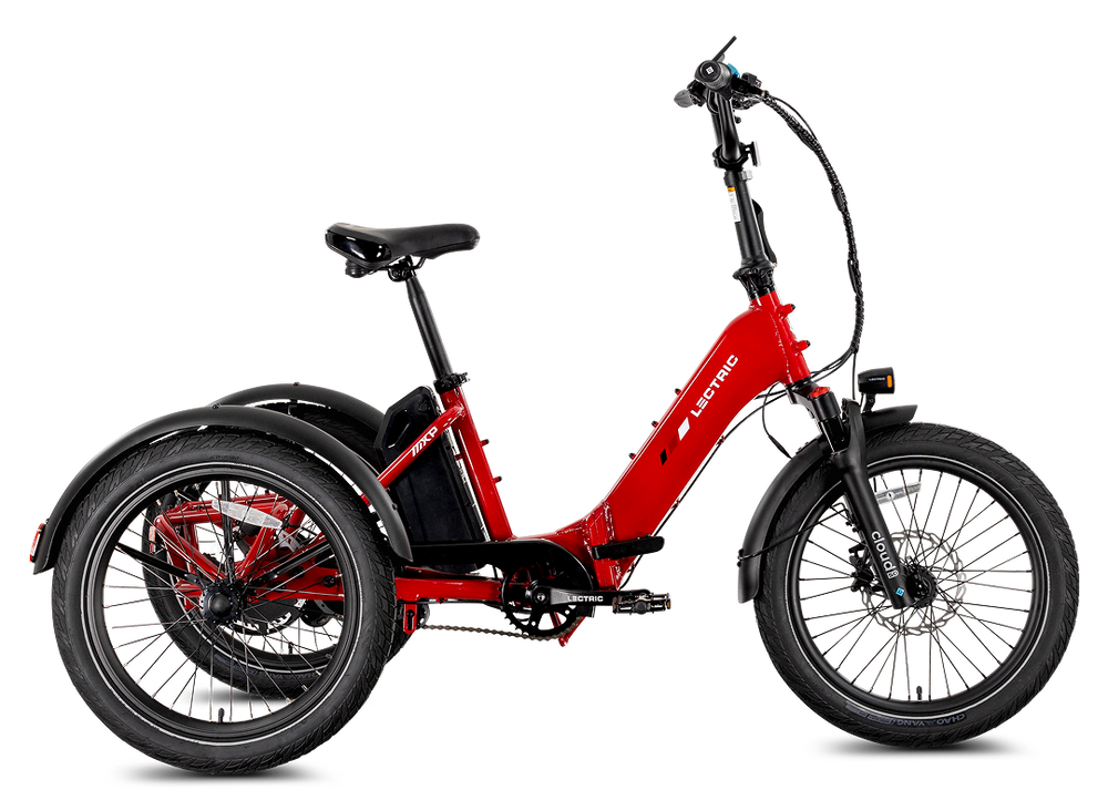 Lectric XP Trike2 electric tricycle in Phoenix Red, right side view