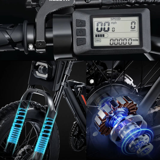 Macfox X1S eBike in black color, shown in its original box packaging, product image with barcode 810206240090