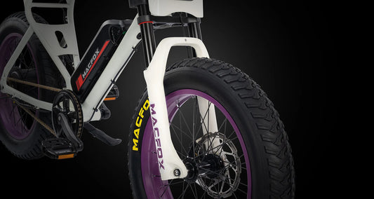 Electric bike Macfox X1S in black, side view, displayed on a plain background